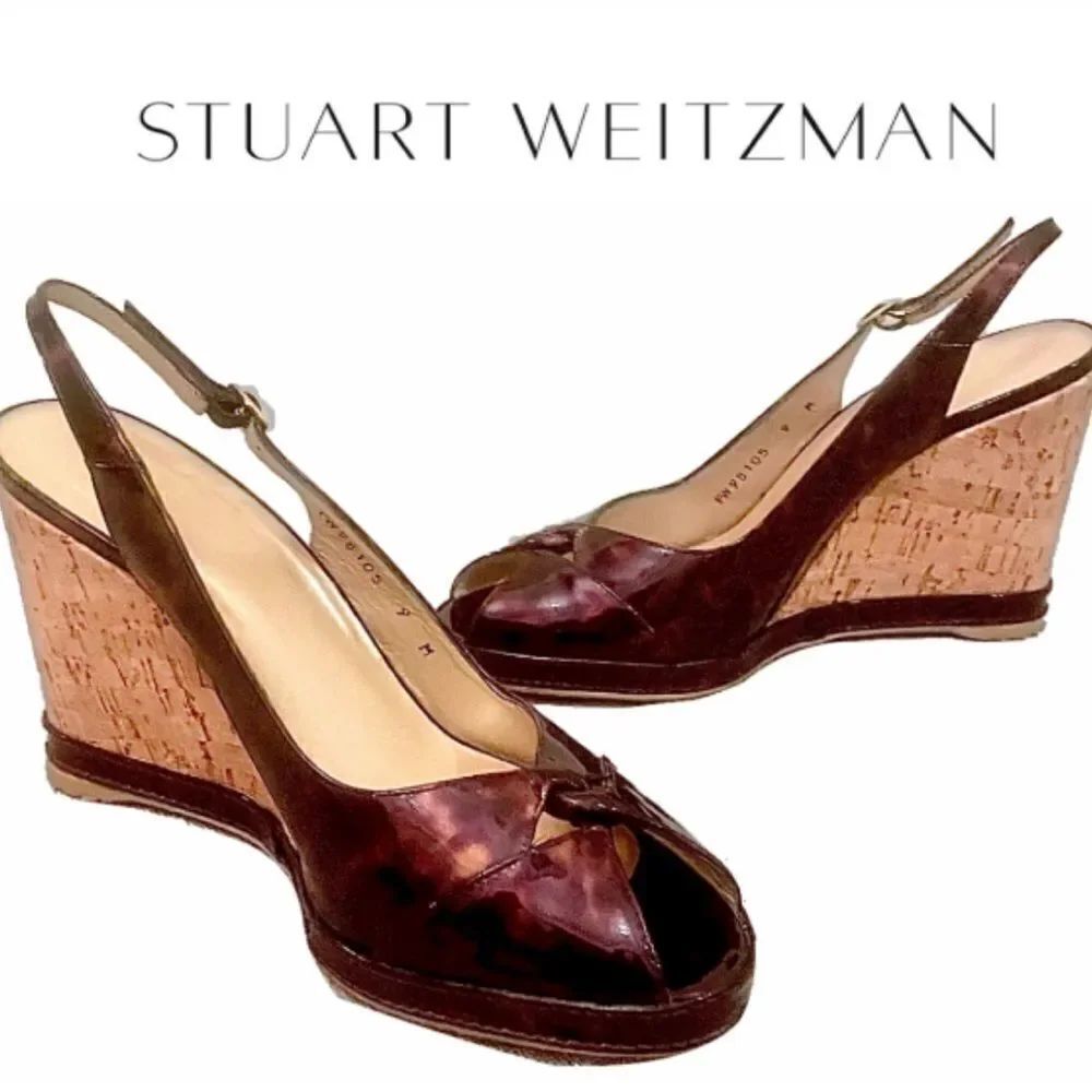 Stuart Weitzman Leopard Wedge Sandals - Picture 1 of 13